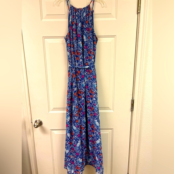 Old Navy blue/bird design maxi-dress size medium - Picture 2 of 7
